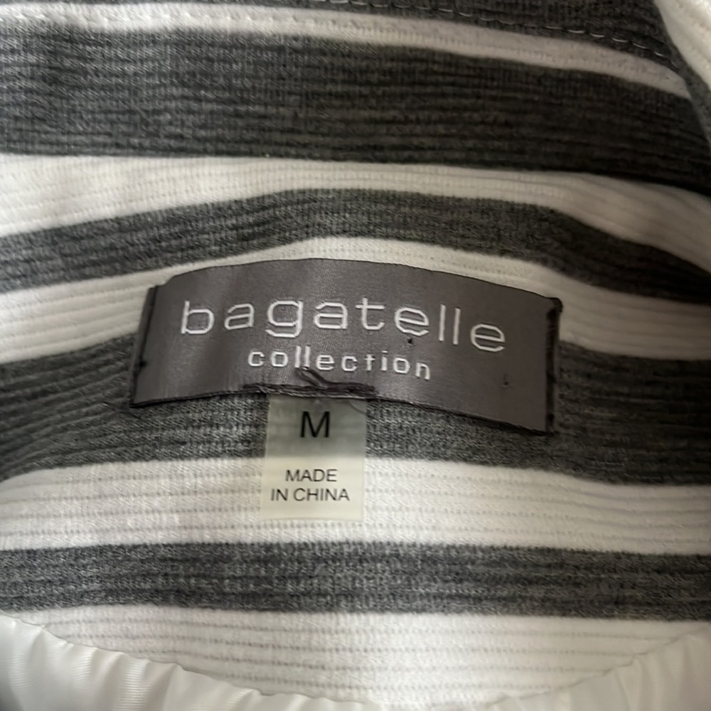 Bagatelle Gray and White Striped Moto Style Blazer - Picture 3 of 6